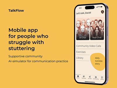 Mobile app for people who struggle with stuttering app design health inclusivity mobile stuttering