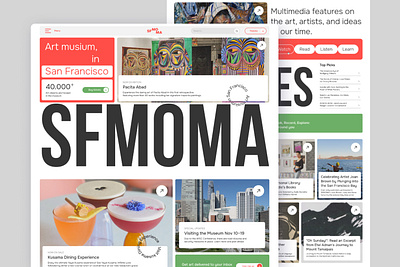 SFMOMA - Redesign of the museum's website branding colors landing page maximalism museum redesign ui uiux ux web design