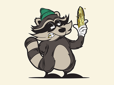 Trash Panda corn on the cob illustration illustrator raccoon skateboard skateboard graphic skateboarding trash panda vector whistler