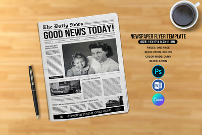 One Page Newspaper Template canva diy diy newspaper editable fun instant download modern newspaper ms word news newspaper newspaper program newspaper template one page newspaper photoshop template printable printable newspaper rustic newspaper template wedding newspaper