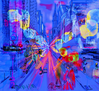 7am in NYC illustration