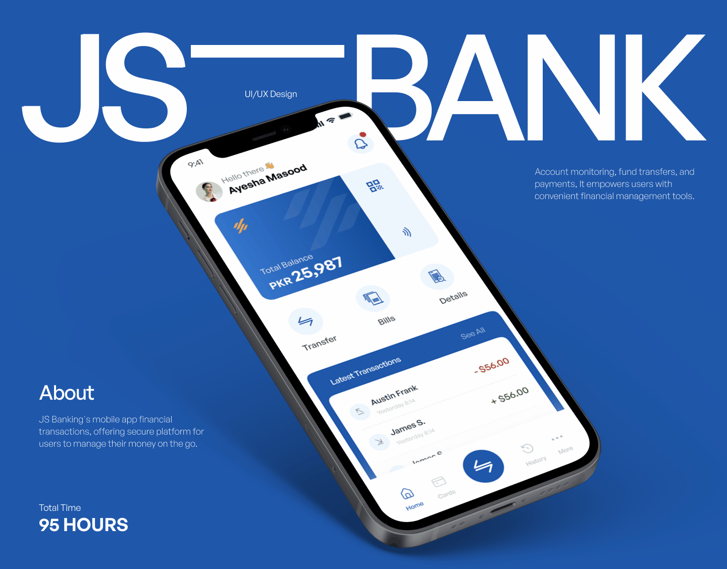 JS Banking UI/UX Mobile App app bank banking app blue debit card finanance js js bank mobile app mockup orange payment prototype screen ui uiux user experience user interface white yellow