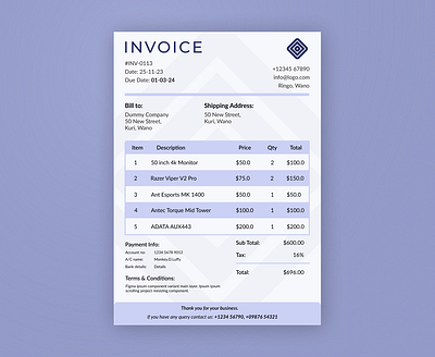 Invoice Design design ui