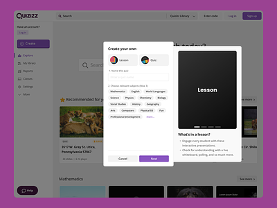 Video Explainers for Lessons and Quiz figma quiz quizizz ui user education