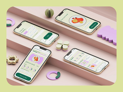 Diet control app | UX/UI concept 3d application arnold cg cinema4d control design diet health redshift render rozov ui visualisation wnbl