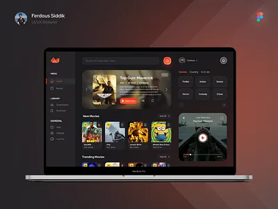 Movie Streaming Site / Dashboard app design application dashboard dashboard app figma layout media player movie streaming streaming platform tv show ui uiux user experience design user interface design visual design web design