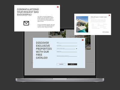Pop up. landing page contemporary crm design eye catching form landing page minimalistic modern pop up real estate agency spain ui ux web design website