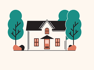 Small house on an beautiful day🏠🌳 architecture art beige brown cute illustration design family house flat design flat vector green home house house illustration icon illustration plant sun tree vector weather