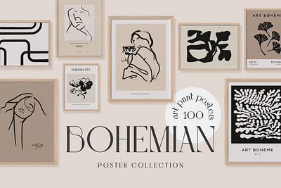 Bohemian Prints Posters abstract bohemian botanical branding drawing flower graphic design ink modern gallery poster prints wall art