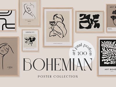 Bohemian Prints Posters abstract bohemian botanical branding drawing flower graphic design ink modern gallery poster prints wall art
