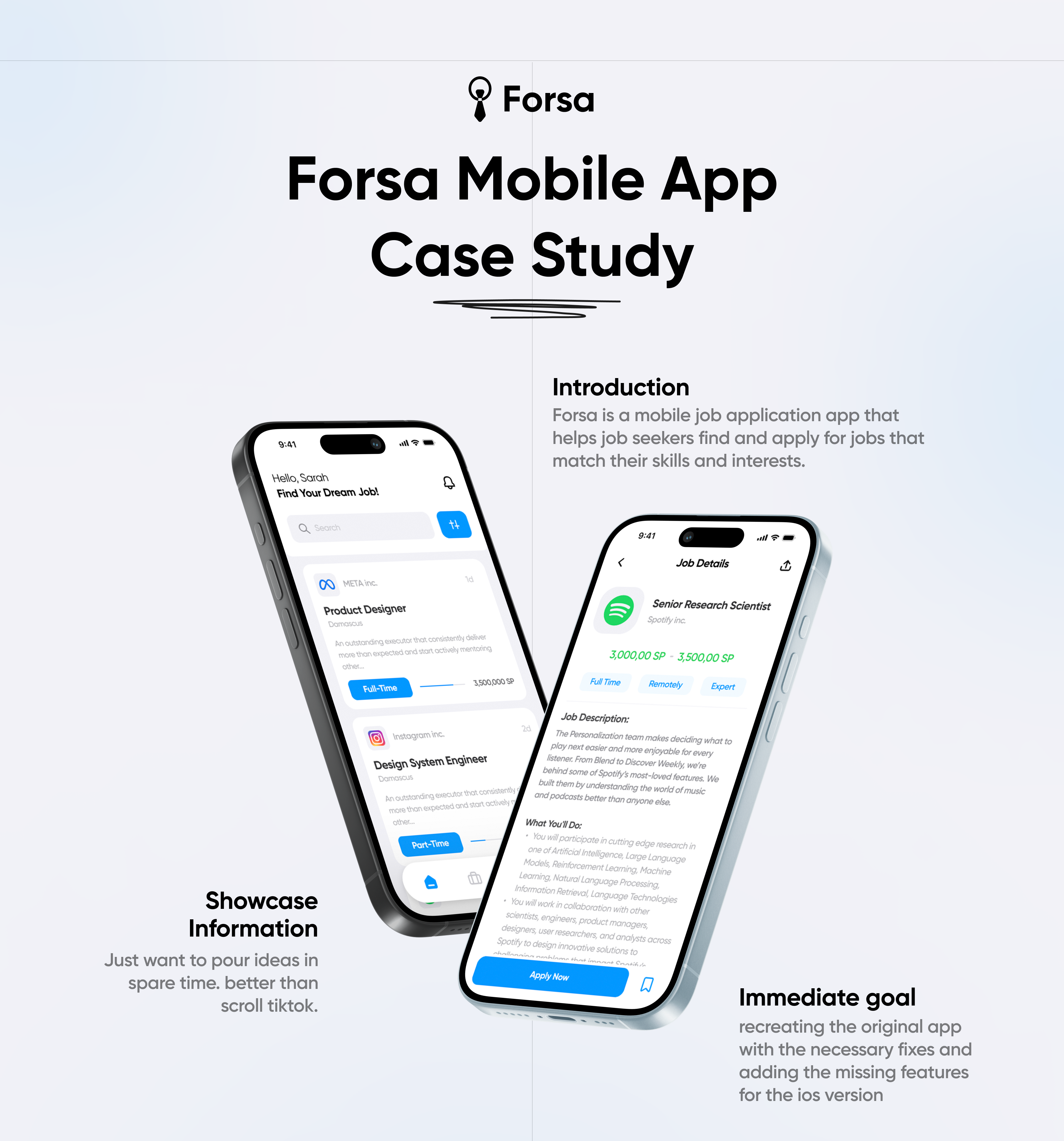 Forsa App (UX Case Study) app case study concept design find job landing minimal mobile page product ui ux