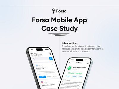 Forsa App (UX Case Study) app case study concept design find job landing minimal mobile page product ui ux