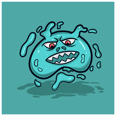 Blue Slime Evil Monster Character Cartoon. cute graphic design
