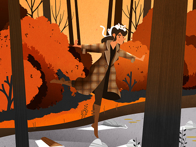 Autumn Play autumn cat cozy design fall forest illustration illustrator minimalist season texture vector