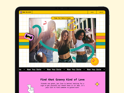 Fun & Playful Dating Website agency illustration landing page retro stickers website