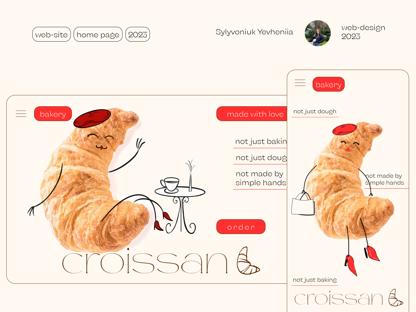 Croissant Bakery Home page by Yevheniia Sylyvoniuk on Dribbble