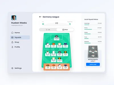 Football Fantasy app bet dashboard desktop fantasy football football fantasy game illustration nft soccer sports ui visual design