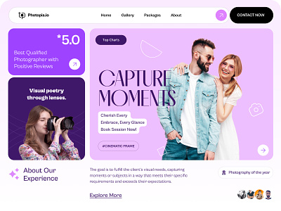 Capturing the Essence - Website Design ai photo capture design free minimal modern photography purple ui ux videography web design