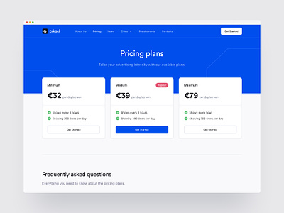 Pricing Page — Piksel billing clean design minimal minimalism plans pricing design pricing page pricing table product design ui ui design user interface ux design web design