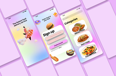 Food Delivery Mobile App 3d animation branding graphic design motion graphics ui