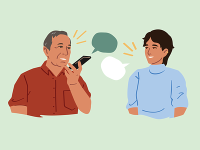 Traditional and digital translator services conversation elder illustration immigration language speaking translation translator