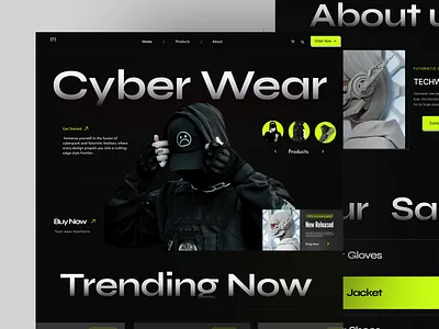 Techwear Elegance 💻🚀- UI Design branding cyberpunk cyberwear design figma techwear ui uiux ux website