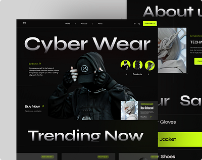 Techwear Elegance 💻🚀- UI Design branding cyberpunk cyberwear design figma techwear ui uiux ux website