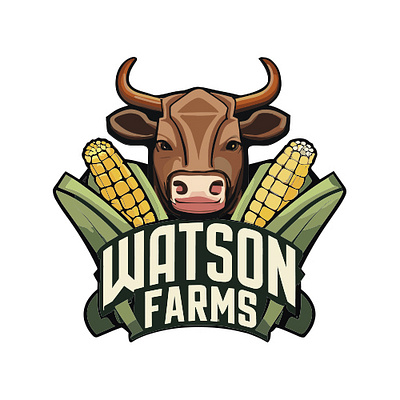 WATSON FARMS branding cattle corn design farm graphic design logo vector