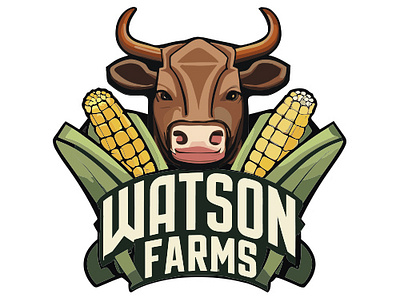 WATSON FARMS branding cattle corn design farm graphic design logo vector