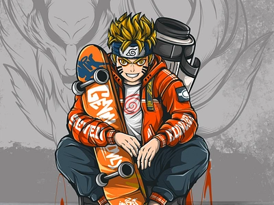 UZUMAKI NARUTO anime apparel art character clothing comic design fanart fashion illustration manga naruto skateboard streetart streetwear t shirt urban