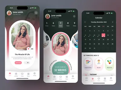 Pregnancy and Period Tracking Application app design design dgpro digital healthcare healthcare app healthcare tracking mobile app mobile ui period tracker pregnancy tracker uidesign uxdesign