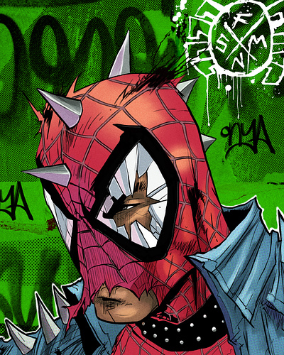 Hobie Brown Spider-Punk comic digital art illustration painting portrait punk spider man