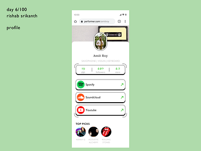 Day 6/100: Profile dailyui design profile ui