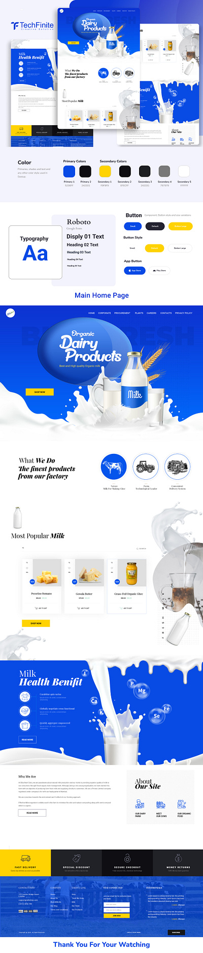Dairy Product Web Template UI/UX Design creative design dairy design farm figma figma design figma template ui design uiux uiux design user inter userinterface ux design web web app web application web template website website design
