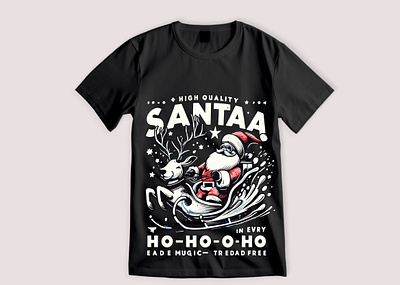 Santa in every where adobe illustrator black t shirt branding christmas festival gifts graphic design illustrations santa t shirt
