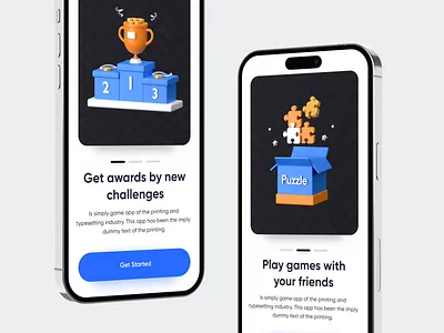 Onboarding screens for game application 3d 3d design 3d icon 3d onboarding app design blender clean design fintech game app game application icon illustration ios lowpoly minimal mobile app onboarding product design ui design