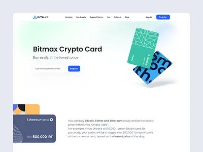 Bitmax | Crypto Card bank bitcoin blockchain btc card crypto crypto card crypto landing design exchange finance illustration landing landing page light mode minimal minimal landing trade trader ui