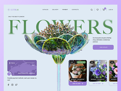 Flowers shop - Lutik branding design figma home landing page main minimal product shop ui web website