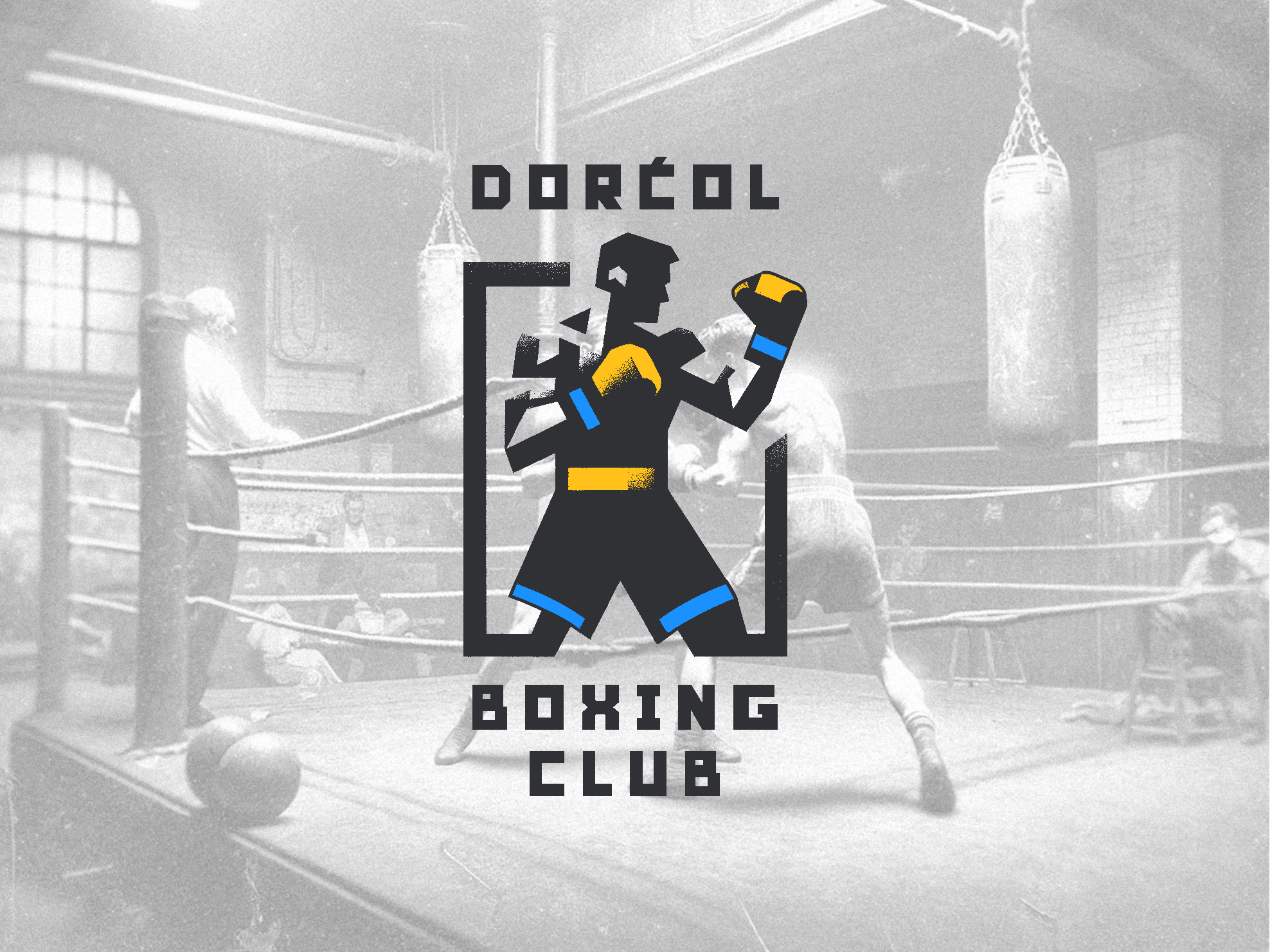 "Dorćol" Boxing Club - Logo and Branding boxer boxing branding brutalism combat sports design geometric logo graphic design illustration kickboxing lettering logo logotype martial arts mixed martial arts sport sports logo typography vintage yugoslavia
