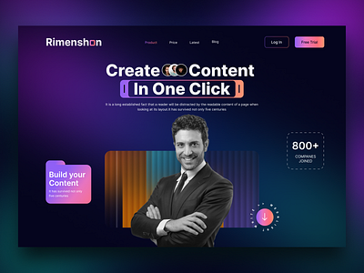 Rimenshon Landing Page Design ai ai design ai landing page ai web build content create content design design create image create landing page landing page design one click video ui ux vedio create video content video landing page web web design website design