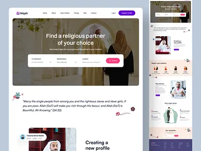 Muslim Online Marriage Matrimony artiflow biodata finder bride finder groom finder halal halal design islamic islamic website landing page marriage matrimony muslim marriage muslim marriage community muslim matrimony online biodata online matrimony trending design uiux design web design website landing page
