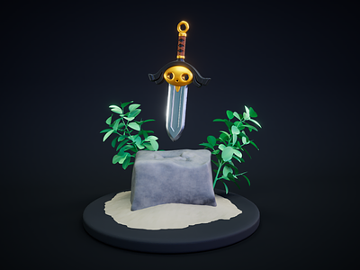 The Sword In The Stone 3d 3d art 3d modeling animation cinema 4d cute design illustration motion graphics stone story sword