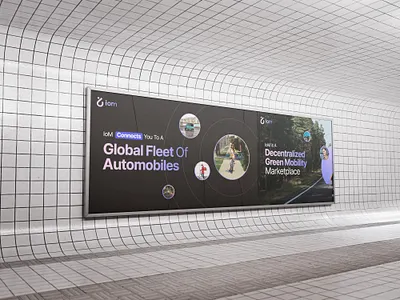 Global fleet of mobility banner design for IOM web3 platform.... advertisement banner banner design blockchain brand design branding design global graphic design green mobility mobility network post post design poster poster design social media tech technology web3