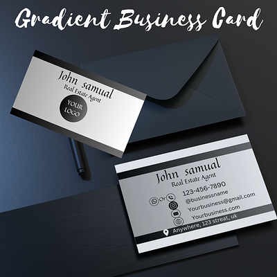 Gradient business card branding business card design business card template canva design editable design editable template graphic design logo printable design templates ui