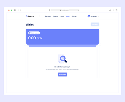 Wallet Page (Empty State) - Bill Payment Platform dashboard product design ui ux web design