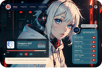 Anime Music Website Dashboard anime anime dashboard app figma music music app ui ui ux