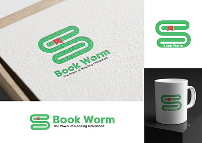 Book Worm book branding graphic design library logo serigrafe typeface worm