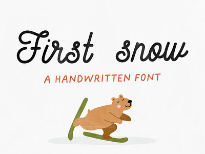 First snow Handwritten font bear clipart children font christmas decoration christmas font christmas illustration christmas png font font procreate fonts commercial use greeting card hand lettered font handwriting font handwritten font new year new year clipart new year font santa claus santa claus clipart santa illustration winter font