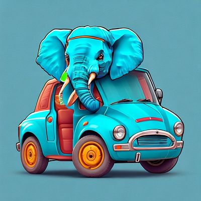 Car art attractive art cool art elephant in car art