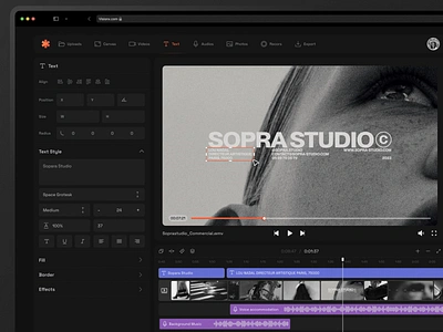 Online video editor concept VisionX dark dark mode editor figma film landing minimalistic motion motion app movie online editor premier soft uiux video video editing video editor web ui